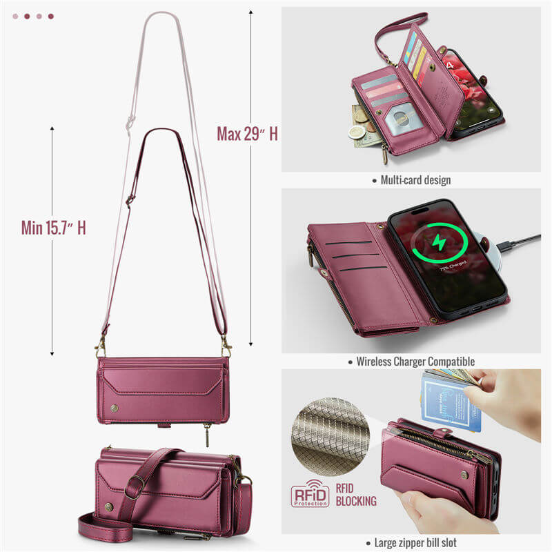 CaseMe iPhone Air Wallet RFID Blocking Crossbody Phone Case