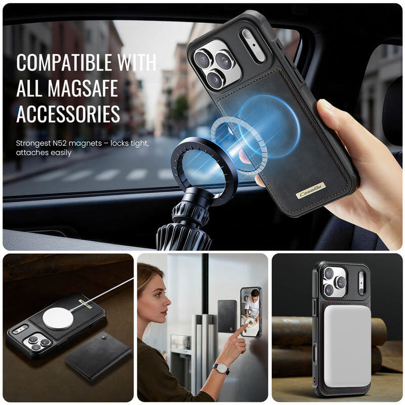 CaseMe iPhone 17 Pro 2-in-1 Detachable Magnetic Wallet Case