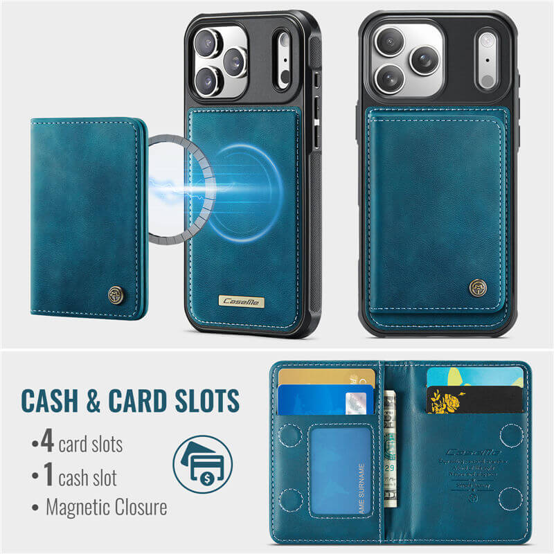 CaseMe iPhone 17 Pro 2-in-1 Detachable Magnetic Wallet Case