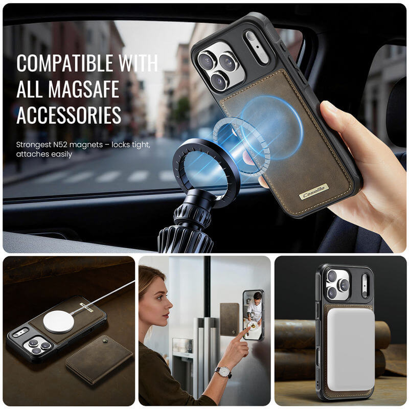 CaseMe iPhone 17 Pro 2-in-1 Detachable Magnetic Wallet Case