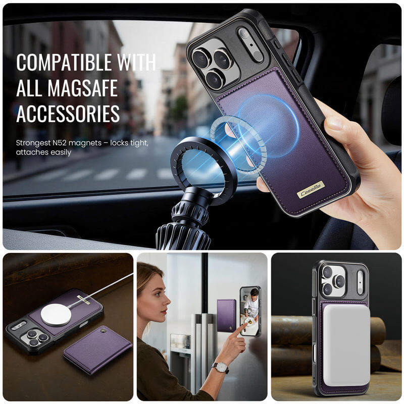 CaseMe iPhone 17 Pro 2-in-1 Detachable Magnetic Wallet Case