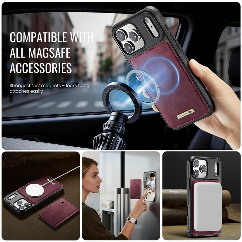 CaseMe iPhone 17 Pro 2-in-1 Detachable Magnetic Wallet Case