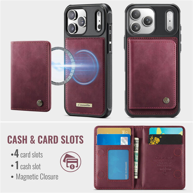 CaseMe iPhone 17 Pro 2-in-1 Detachable Magnetic Wallet Case