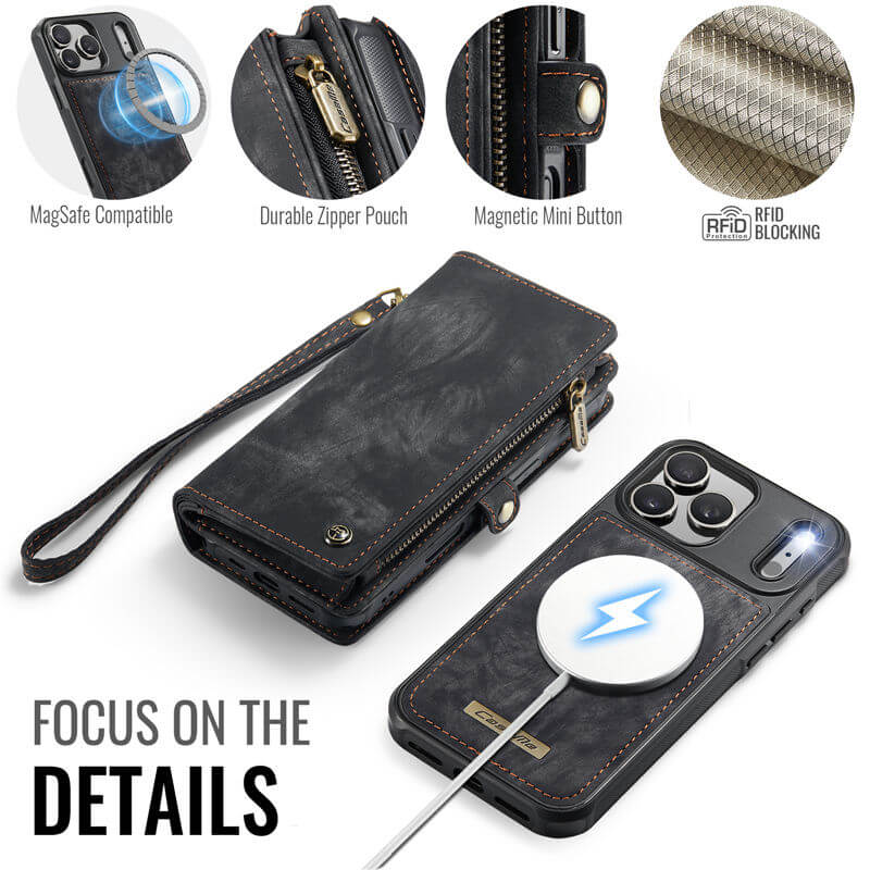 CaseMe iPhone 17 Pro Max 2-in-1 Magnetic RFID Wallet Case