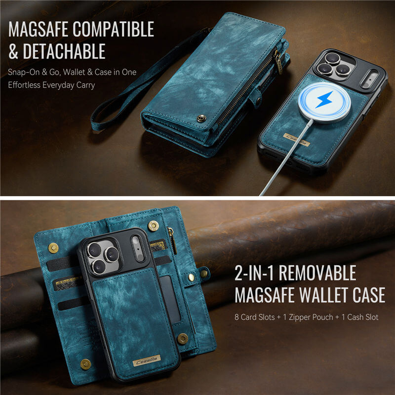 CaseMe iPhone 17 Pro 2-in-1 Magnetic RFID Wallet Case