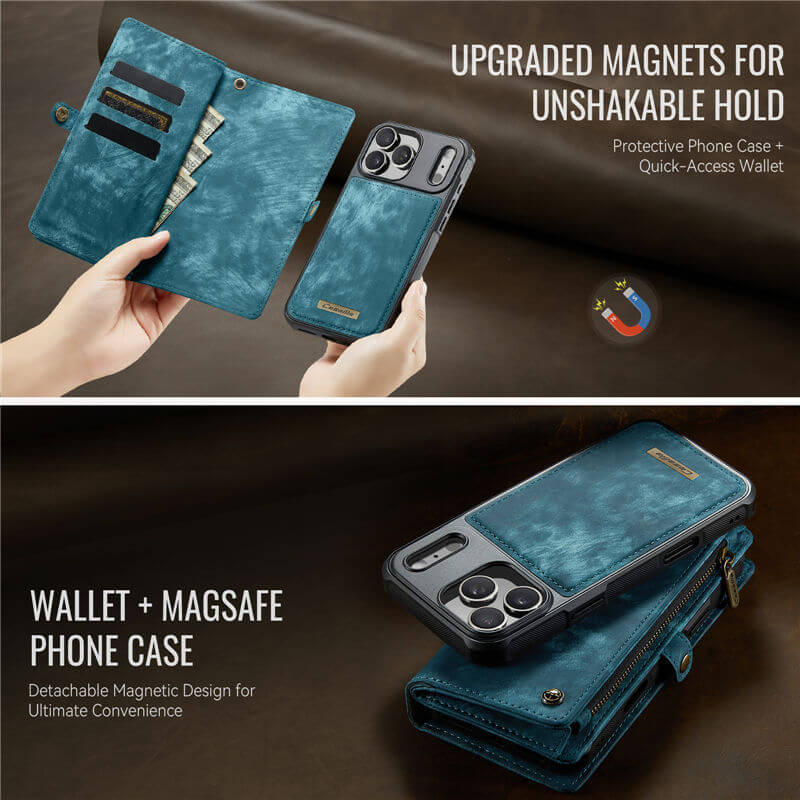 CaseMe iPhone 17 Pro 2-in-1 Magnetic RFID Wallet Case