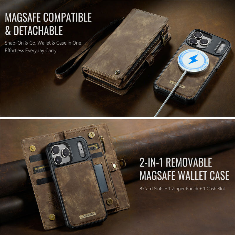 CaseMe iPhone 17 Pro 2-in-1 Magnetic RFID Wallet Case