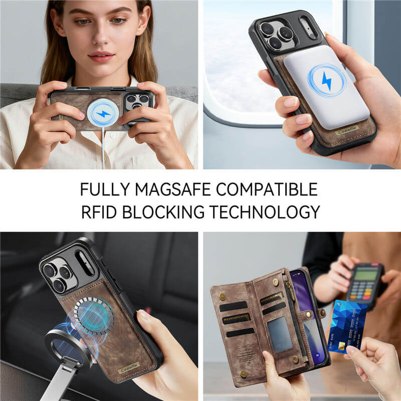 CaseMe iPhone 17 Pro 2-in-1 Magnetic RFID Wallet Case