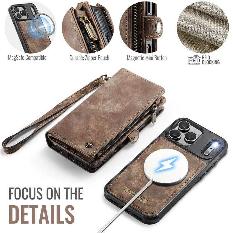 CaseMe iPhone 17 Pro 2-in-1 Magnetic RFID Wallet Case