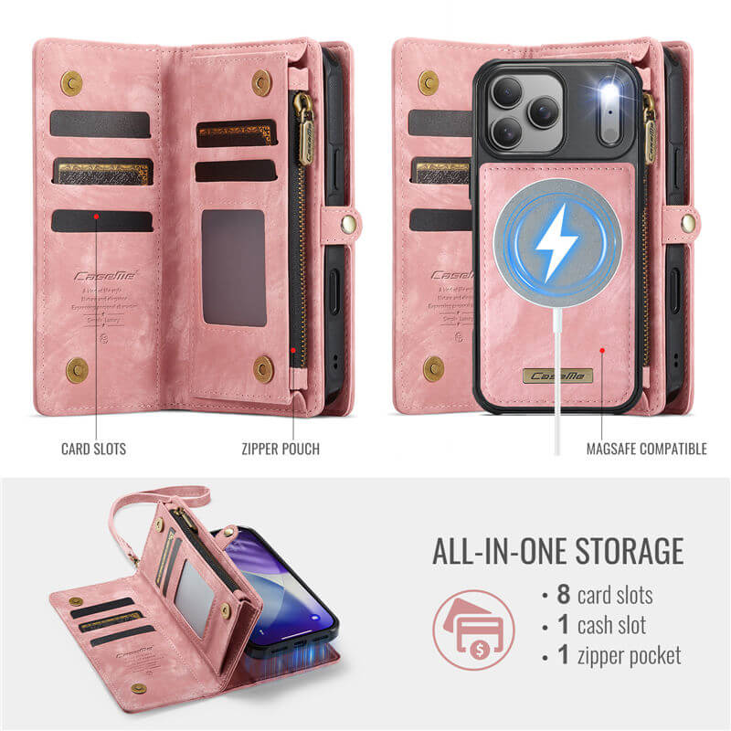CaseMe iPhone 17 Pro 2-in-1 Magnetic RFID Wallet Case