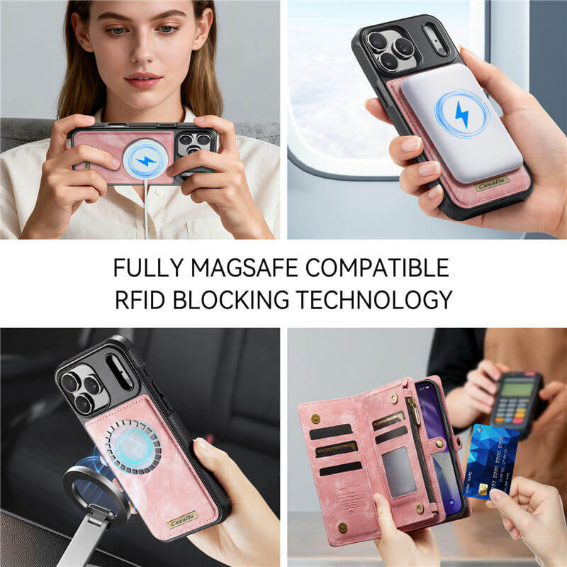 CaseMe iPhone 17 Pro 2-in-1 Magnetic RFID Wallet Case
