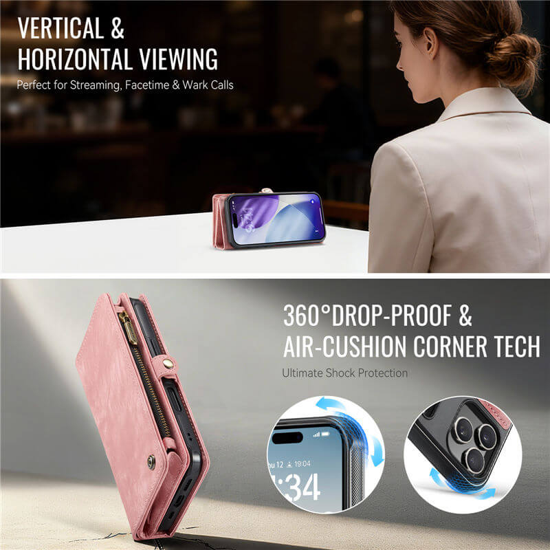 CaseMe iPhone 17 Pro 2-in-1 Magnetic RFID Wallet Case