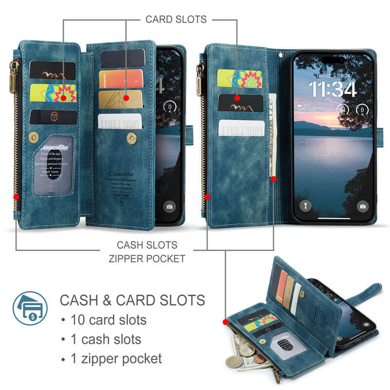 CaseMe iPhone 17 Pro Max Wallet Case with Wrist Strap