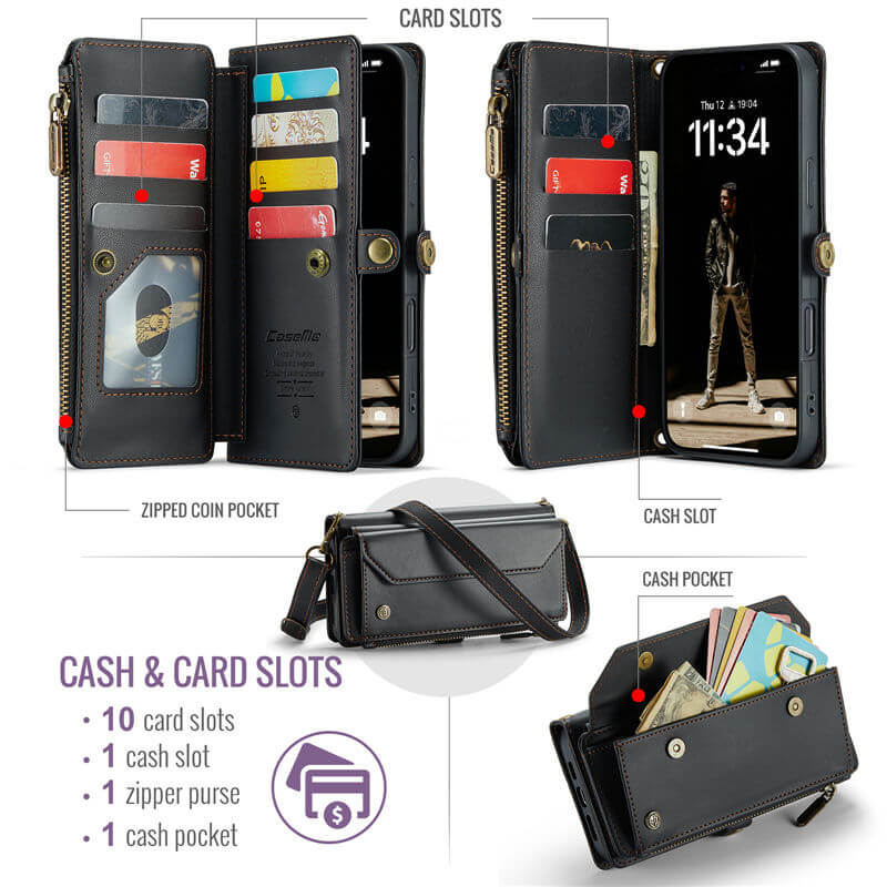 CaseMe iPhone 17 Pro Max Wallet RFID Blocking Crossbody Phone Case