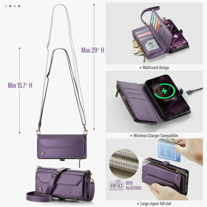 CaseMe iPhone 17 Pro Max Wallet RFID Blocking Crossbody Phone Case