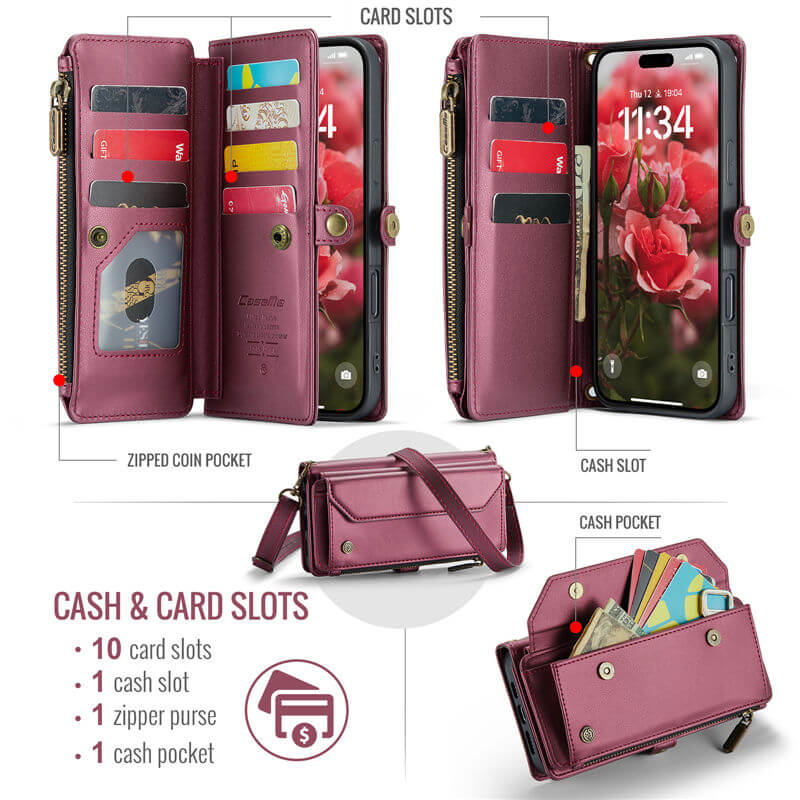 CaseMe iPhone 17 Pro Max Wallet RFID Blocking Crossbody Phone Case