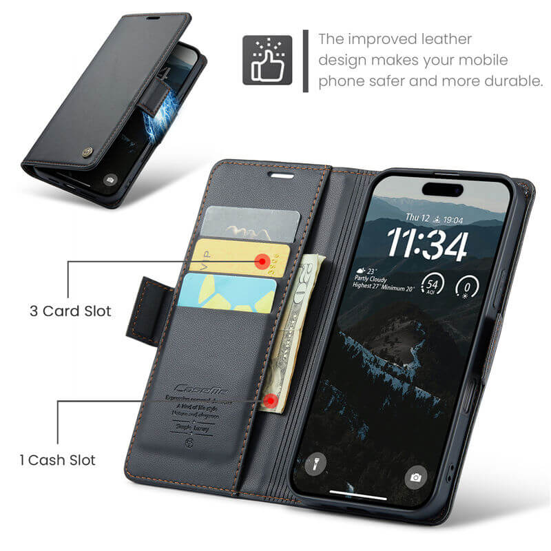 CaseMe iPhone 17 Pro Max Wallet RFID Blocking Case