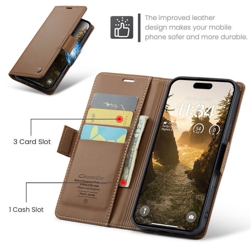 CaseMe iPhone 17 Pro Wallet RFID Blocking Case