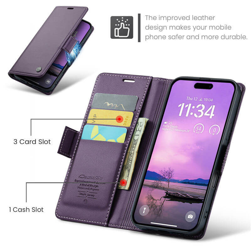 CaseMe iPhone 17 Pro Wallet RFID Blocking Case