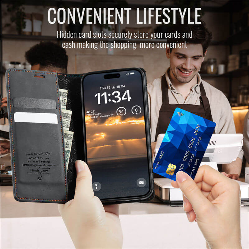 CaseMe iPhone 17 Pro Magnetic Wallet Case with RFID Blocking