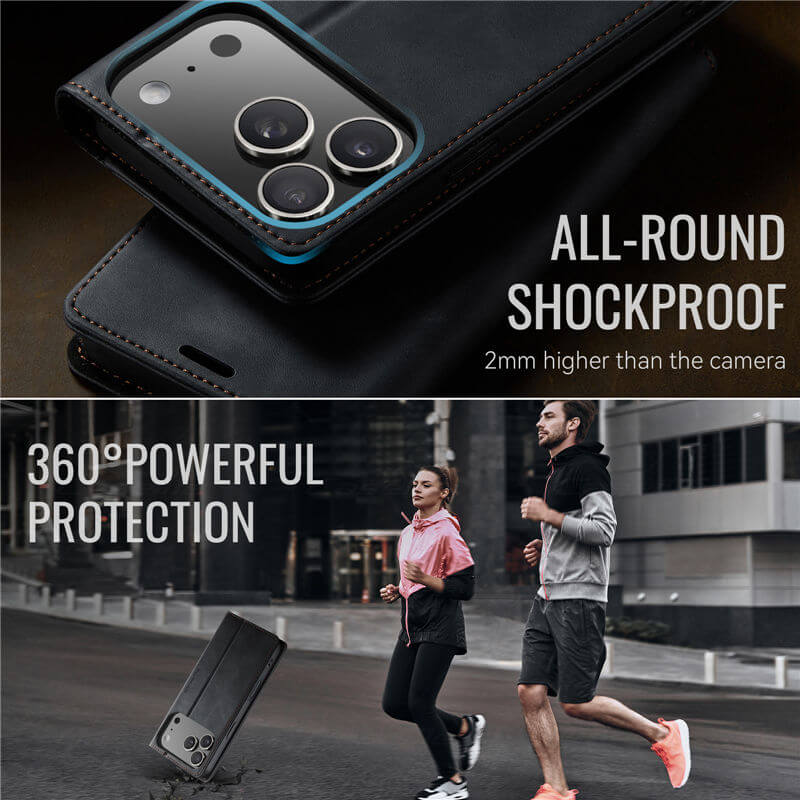 CaseMe iPhone 17 Pro Magnetic Wallet Case with RFID Blocking