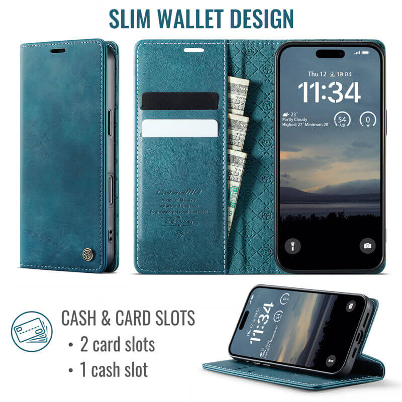 CaseMe iPhone 17 Pro Max Magnetic Wallet Case with RFID Blocking