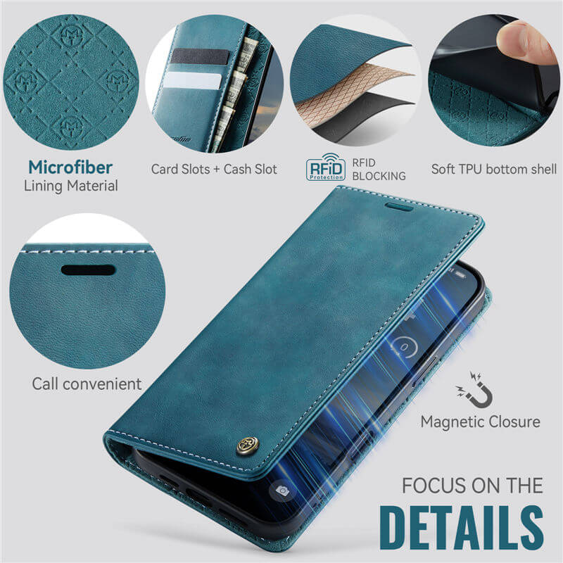 CaseMe iPhone 17 Pro Max Magnetic Wallet Case with RFID Blocking