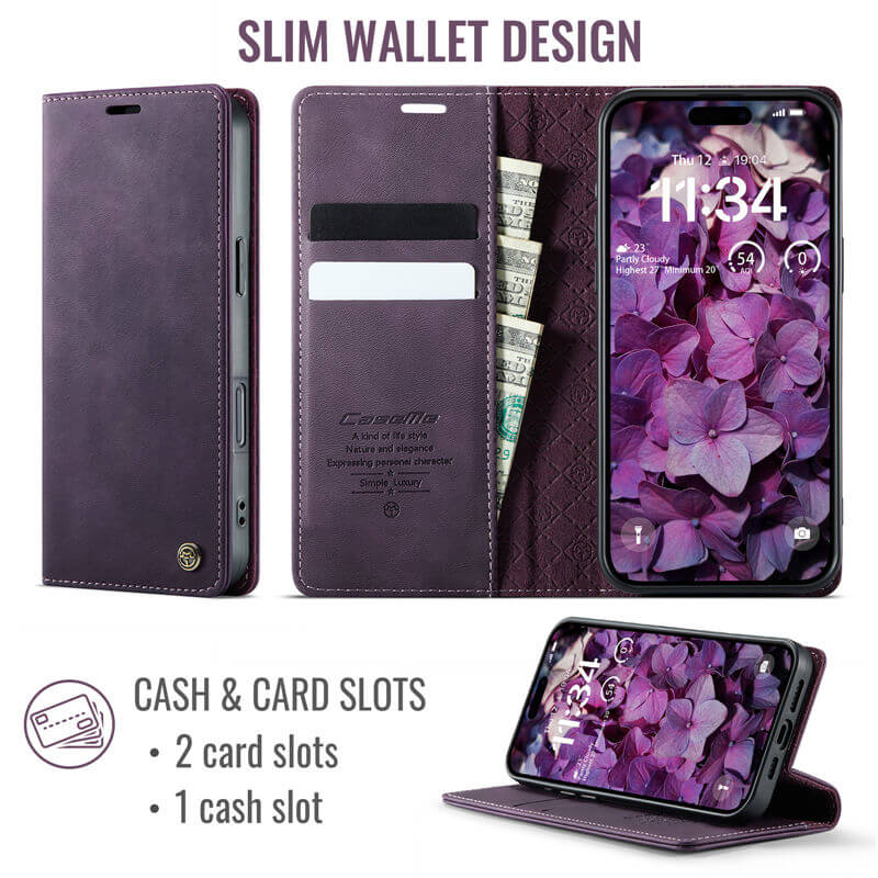 CaseMe iPhone 17 Pro Max Magnetic Wallet Case with RFID Blocking