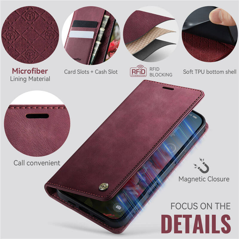 CaseMe iPhone 17 Pro Max Magnetic Wallet Case with RFID Blocking