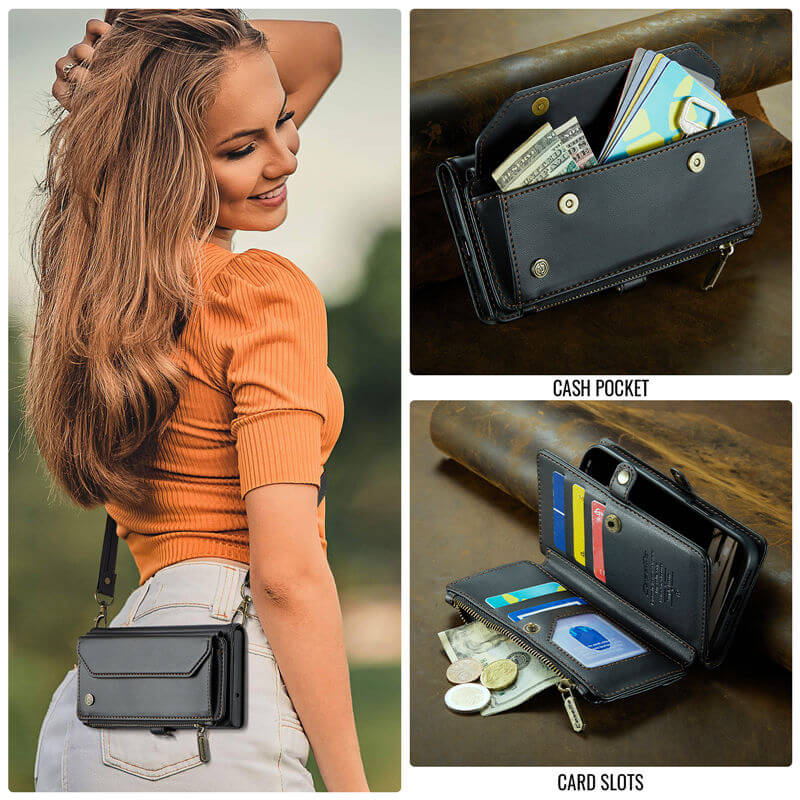 CaseMe iPhone 17 Pro Wallet RFID Blocking Crossbody Phone Case