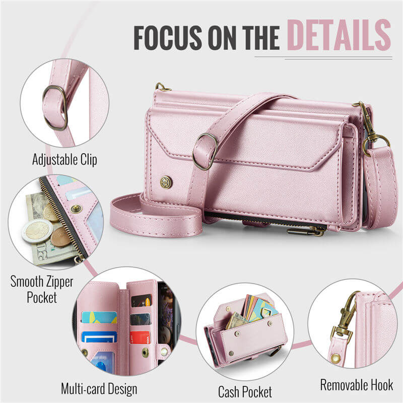 CaseMe iPhone 17 Pro Wallet RFID Blocking Crossbody Phone Case