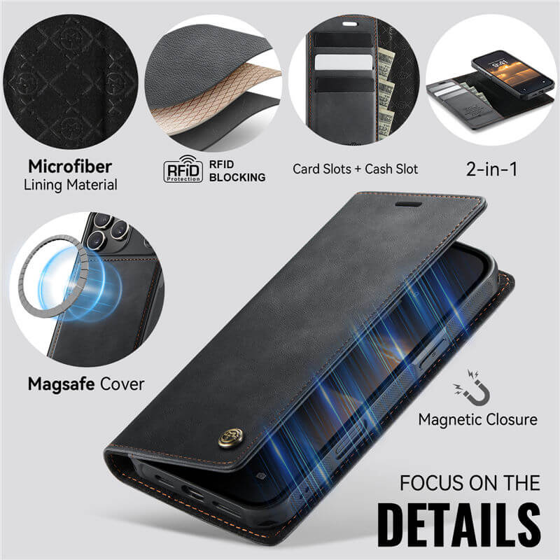 CaseMe iPhone 17 Pro 2-in-1 Magnetic Wallet Case