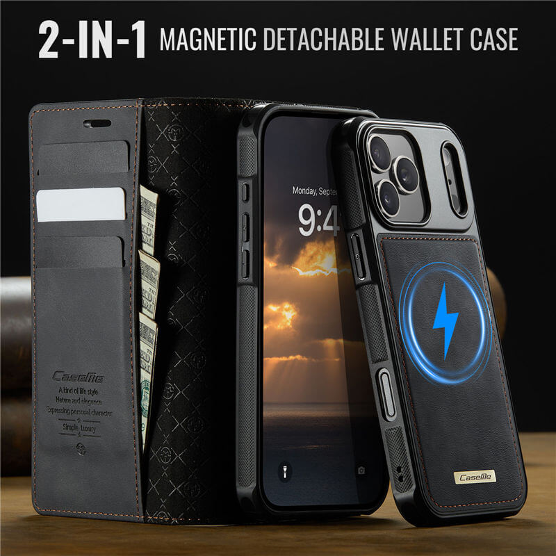 CaseMe iPhone 17 Pro 2-in-1 Magnetic Wallet Case