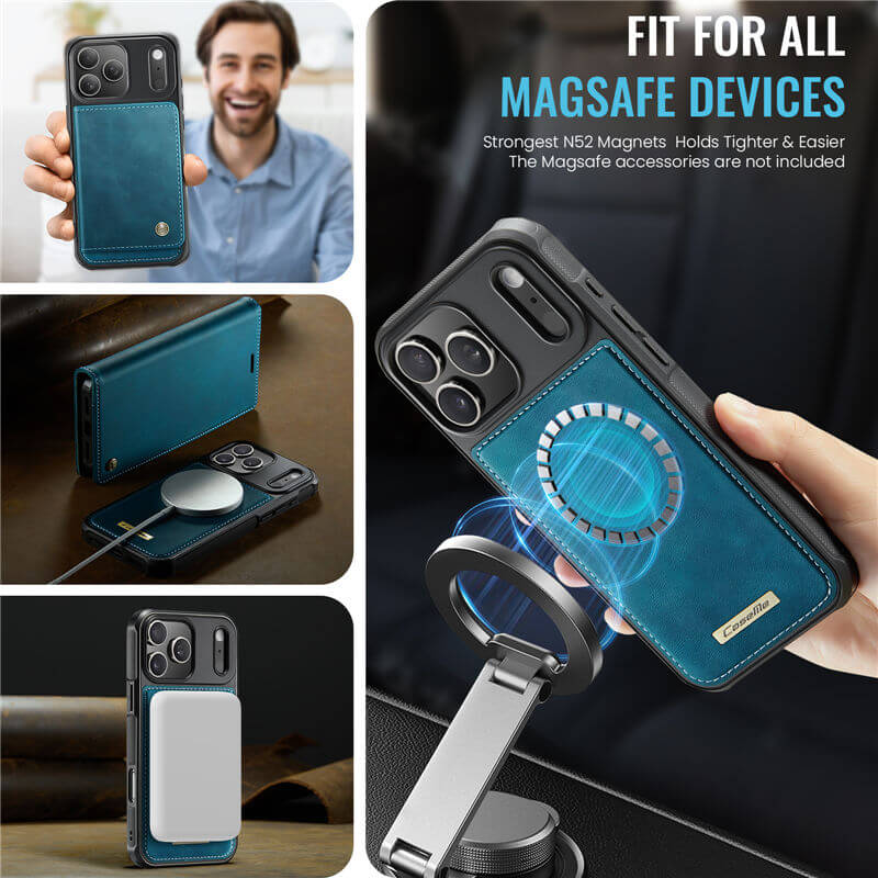 CaseMe iPhone 17 Pro Max 2-in-1 Magnetic Wallet Case