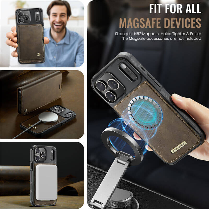 CaseMe iPhone 17 Pro 2-in-1 Magnetic Wallet Case