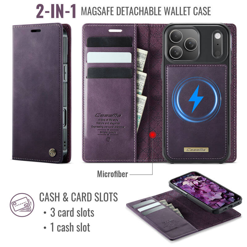 CaseMe iPhone 17 Pro Max 2-in-1 Magnetic Wallet Case