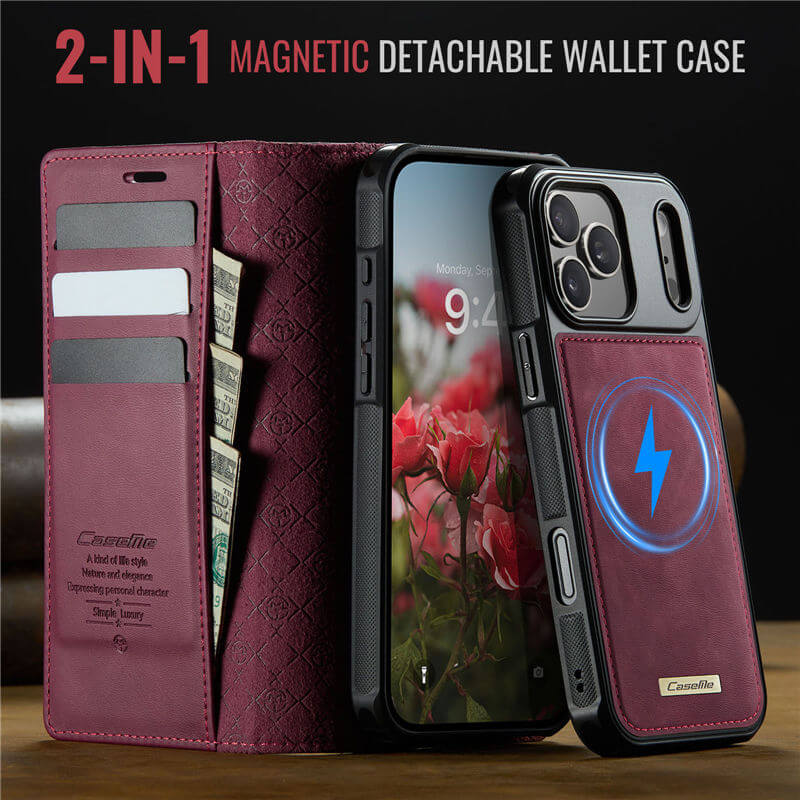 CaseMe iPhone 17 Pro Max 2-in-1 Magnetic Wallet Case