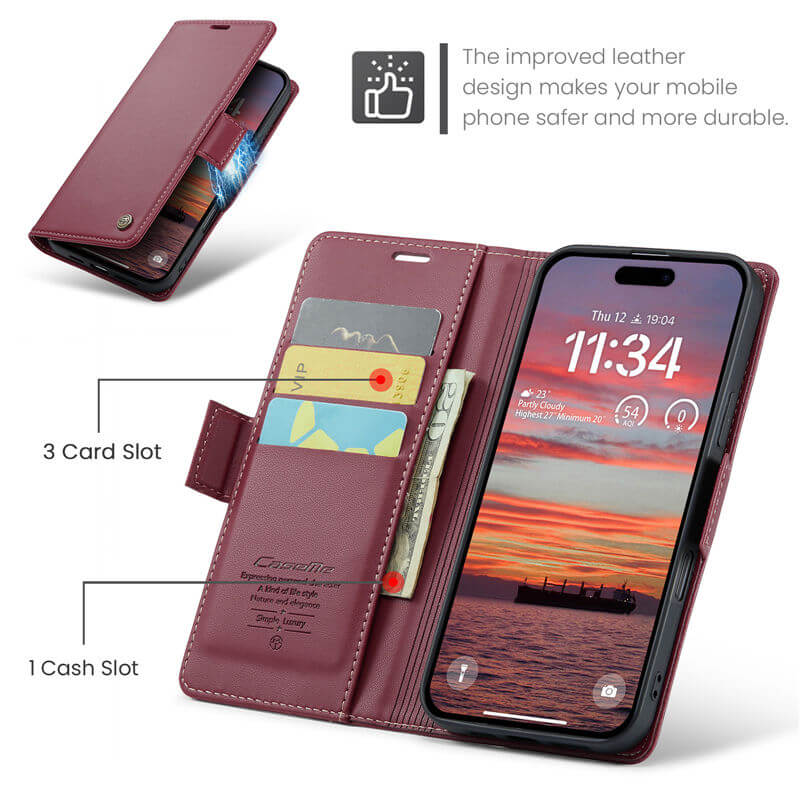 CaseMe iPhone 17 Wallet RFID Blocking Case