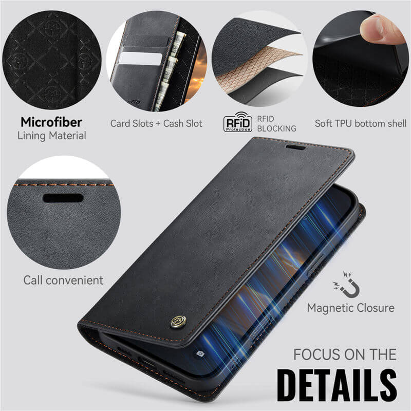 CaseMe iPhone 17 Magnetic Wallet Case with RFID Blocking