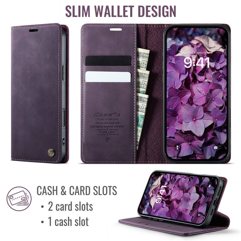CaseMe iPhone 17 Magnetic Wallet Case with RFID Blocking