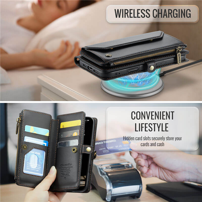 CaseMe iPhone 17 Wallet RFID Blocking Crossbody Phone Case