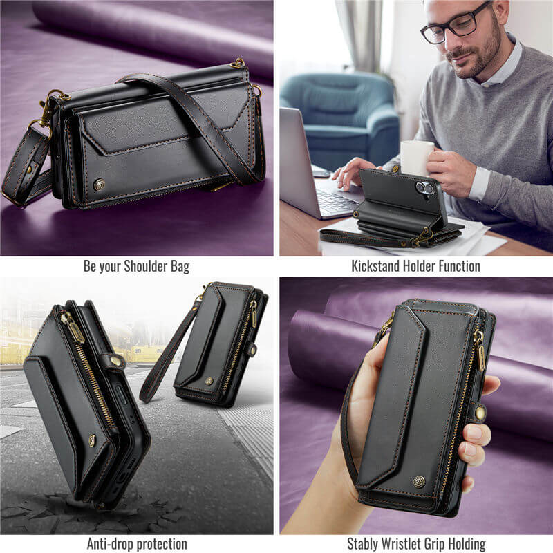 CaseMe iPhone 17 Wallet RFID Blocking Crossbody Phone Case