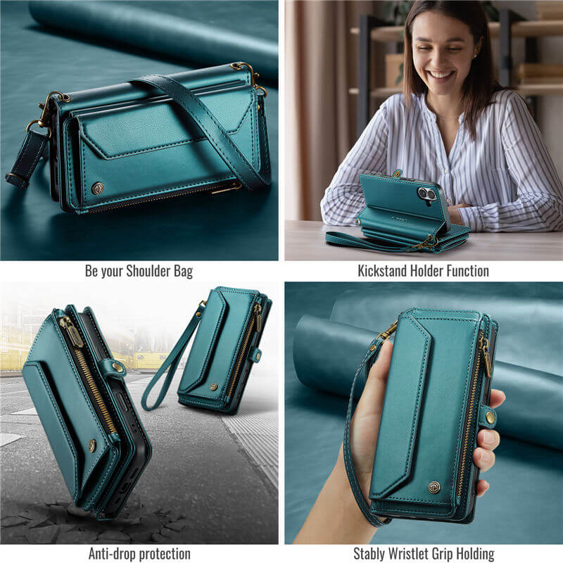 CaseMe iPhone 17 Wallet RFID Blocking Crossbody Phone Case