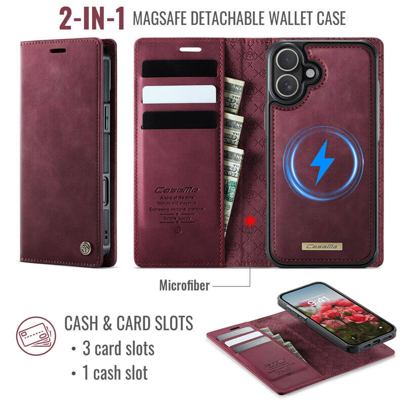 CaseMe iPhone 17 2-in-1 Magnetic Wallet Case