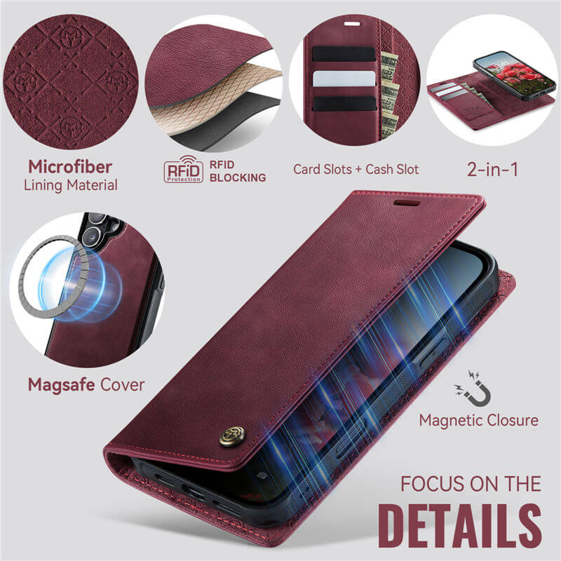 CaseMe iPhone 17 2-in-1 Magnetic Wallet Case