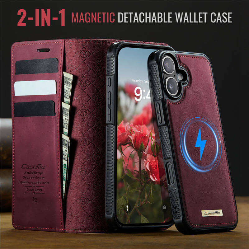CaseMe iPhone 17 2-in-1 Magnetic Wallet Case