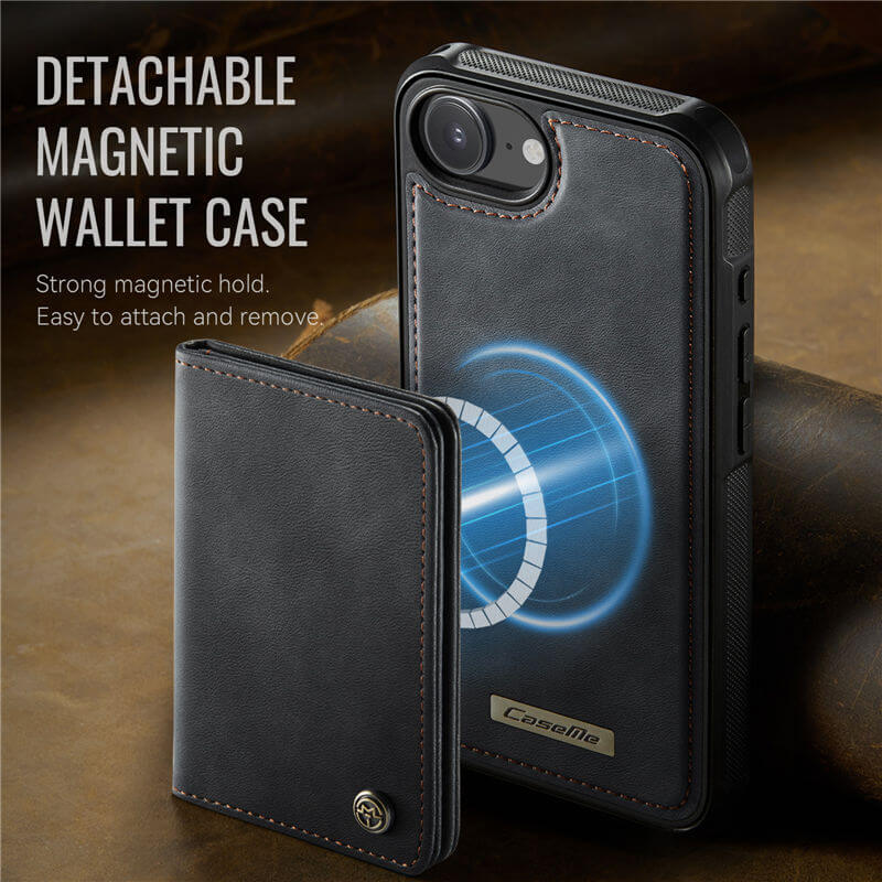 CaseMe iPhone 16e 2-in-1 Detachable Magnetic Wallet Case