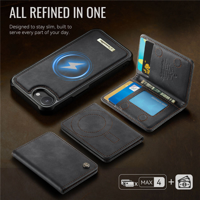 CaseMe iPhone 16e 2-in-1 Detachable Magnetic Wallet Case
