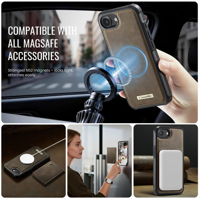 CaseMe iPhone 16e 2-in-1 Detachable Magnetic Wallet Case