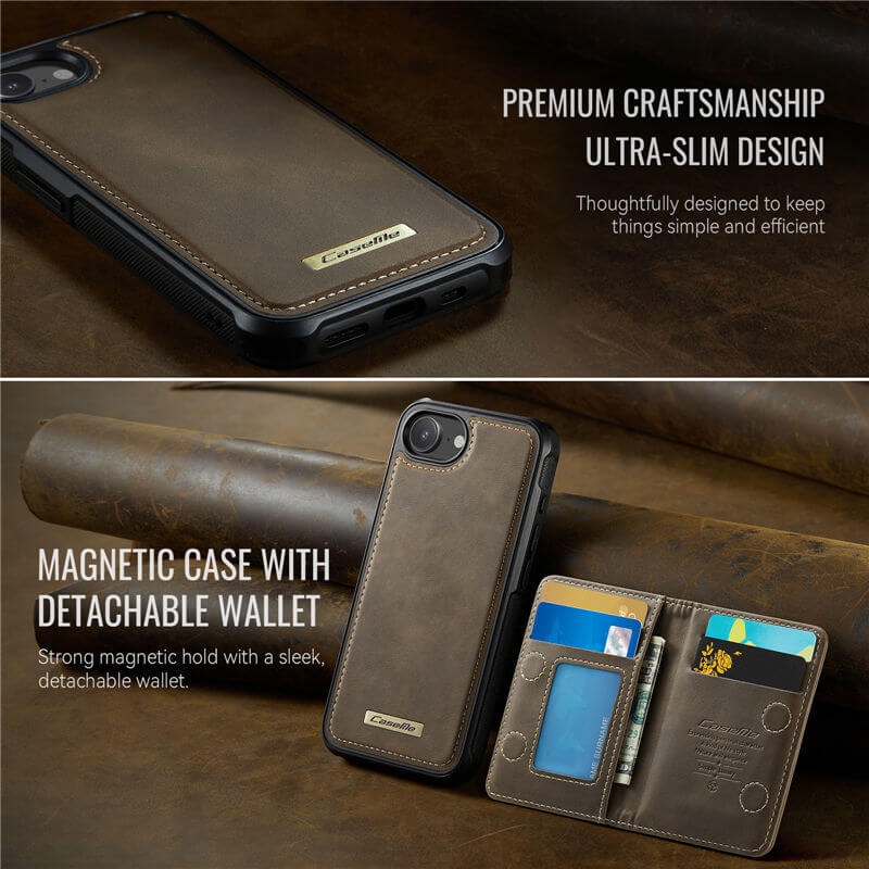 CaseMe iPhone 16e 2-in-1 Detachable Magnetic Wallet Case